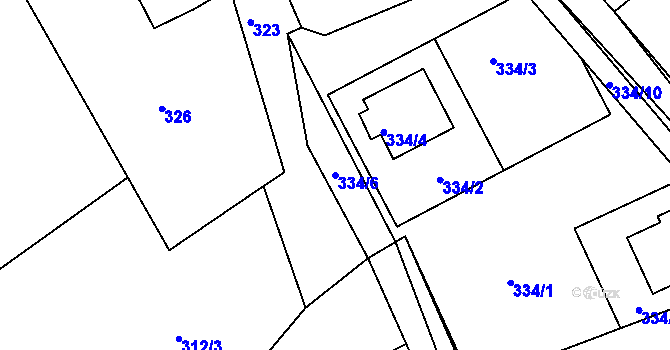 Parcela st. 334/6 v KÚ Krásné Loučky, Katastrální mapa