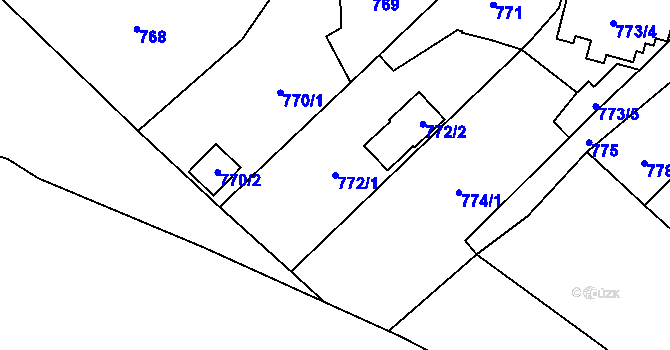 Parcela st. 772/1 v KÚ Krásné Loučky, Katastrální mapa