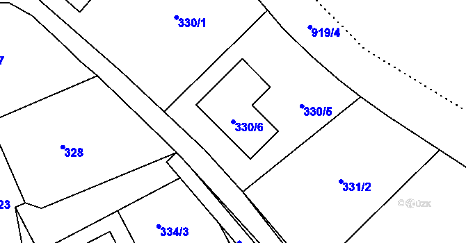 Parcela st. 330/6 v KÚ Krásné Loučky, Katastrální mapa