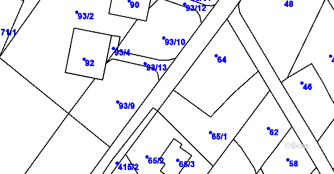 Parcela st. 415/1 v KÚ Krásné Loučky, Katastrální mapa