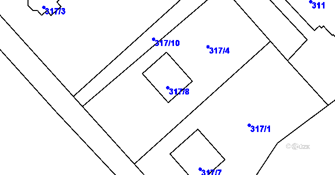 Parcela st. 317/8 v KÚ Krásné Loučky, Katastrální mapa