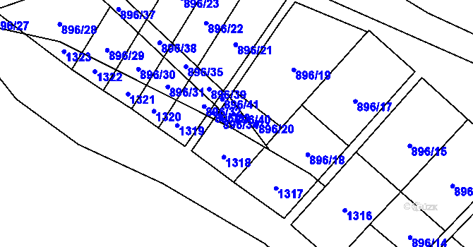 Parcela st. 896/40 v KÚ Krásné Loučky, Katastrální mapa