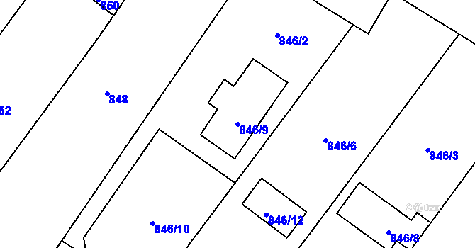 Parcela st. 846/9 v KÚ Krásné Loučky, Katastrální mapa