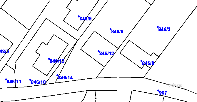 Parcela st. 846/12 v KÚ Krásné Loučky, Katastrální mapa
