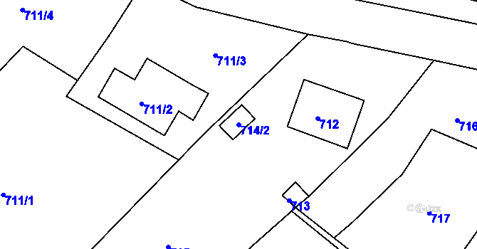 Parcela st. 714/2 v KÚ Krásné Loučky, Katastrální mapa