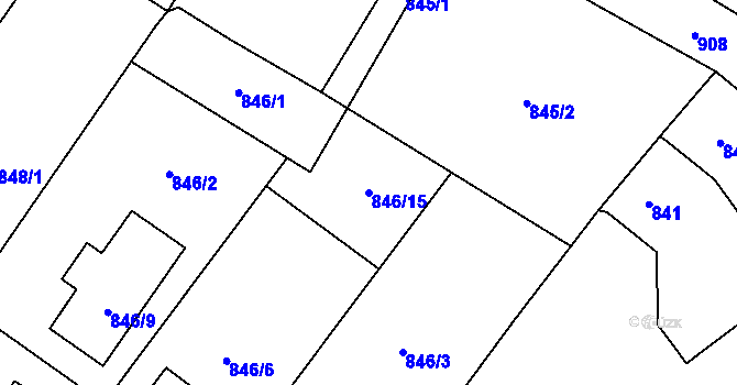Parcela st. 846/15 v KÚ Krásné Loučky, Katastrální mapa