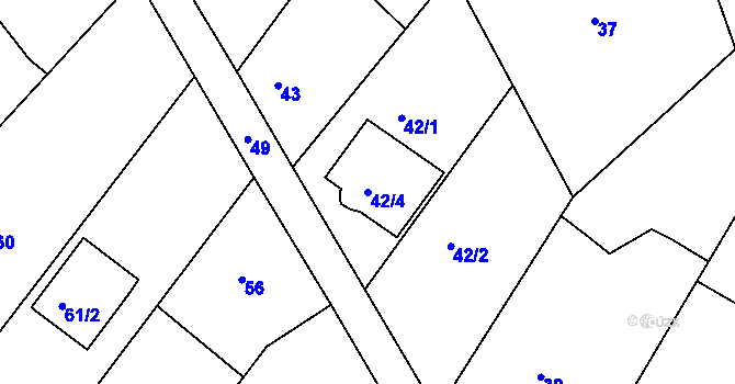 Parcela st. 42/4 v KÚ Krásné Loučky, Katastrální mapa