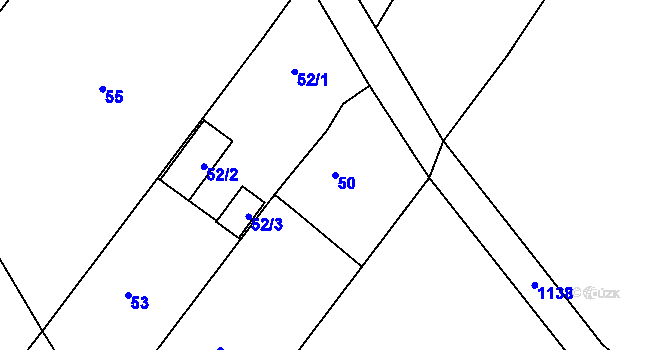 Parcela st. 50 v KÚ Krásné Loučky, Katastrální mapa