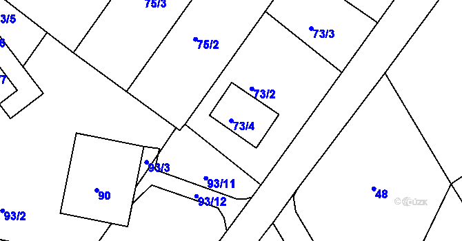 Parcela st. 73/4 v KÚ Krásné Loučky, Katastrální mapa