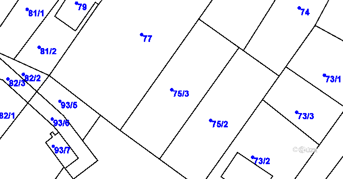 Parcela st. 75/3 v KÚ Krásné Loučky, Katastrální mapa