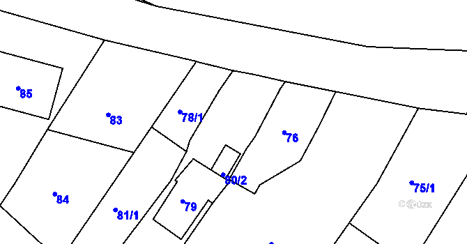 Parcela st. 80/1 v KÚ Krásné Loučky, Katastrální mapa