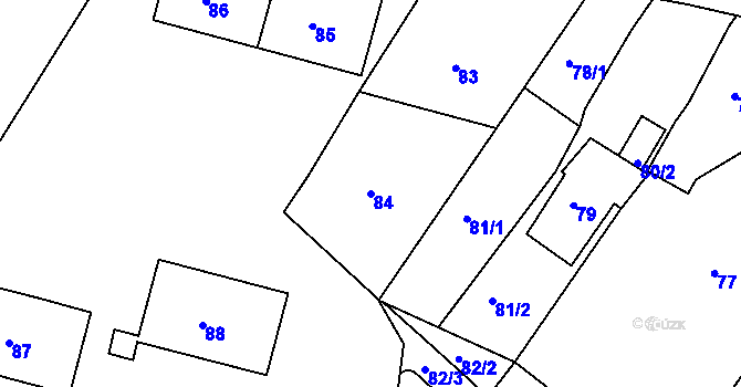 Parcela st. 84 v KÚ Krásné Loučky, Katastrální mapa