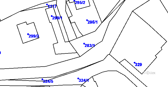 Parcela st. 283/1 v KÚ Krásné Loučky, Katastrální mapa
