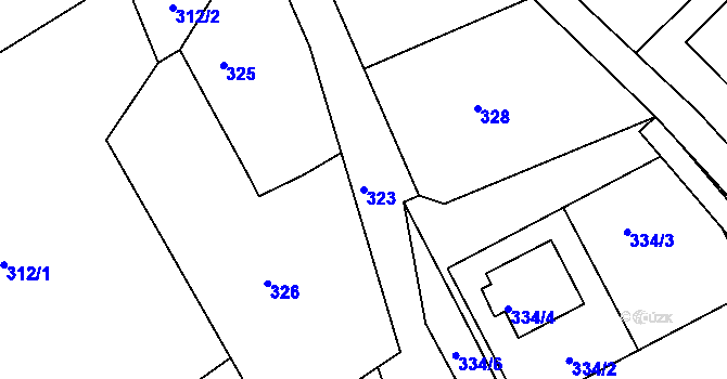 Parcela st. 323 v KÚ Krásné Loučky, Katastrální mapa