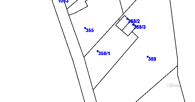Parcela st. 358/1 v KÚ Krásné Loučky, Katastrální mapa