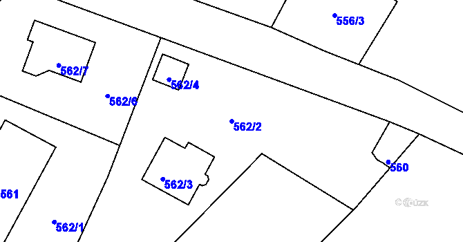 Parcela st. 562/2 v KÚ Krásné Loučky, Katastrální mapa