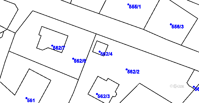 Parcela st. 562/4 v KÚ Krásné Loučky, Katastrální mapa