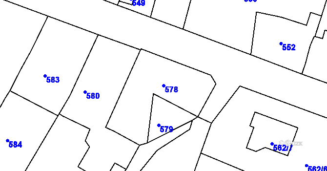 Parcela st. 578 v KÚ Krásné Loučky, Katastrální mapa