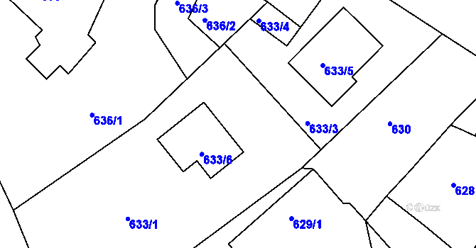 Parcela st. 633/2 v KÚ Krásné Loučky, Katastrální mapa