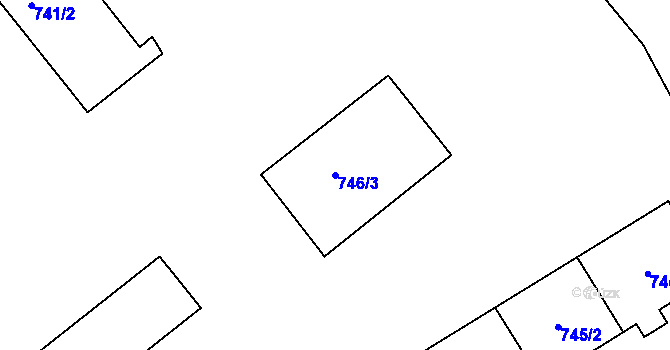 Parcela st. 746/3 v KÚ Krásné Loučky, Katastrální mapa