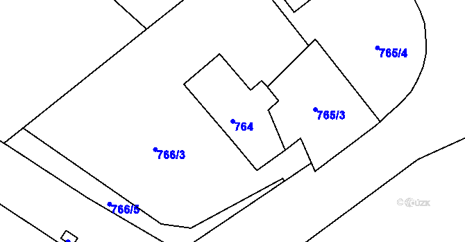 Parcela st. 764 v KÚ Krásné Loučky, Katastrální mapa