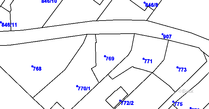 Parcela st. 769 v KÚ Krásné Loučky, Katastrální mapa