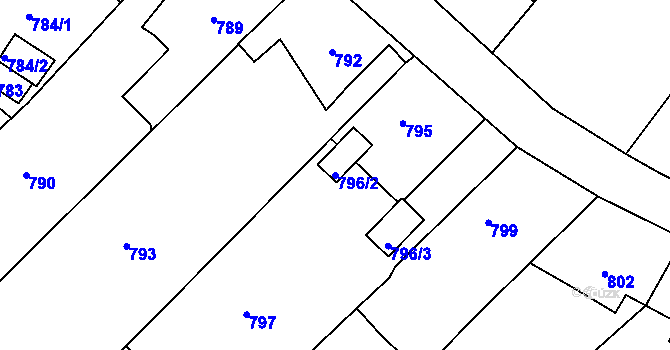 Parcela st. 796/2 v KÚ Krásné Loučky, Katastrální mapa