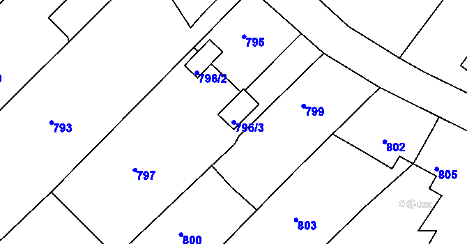 Parcela st. 796/3 v KÚ Krásné Loučky, Katastrální mapa