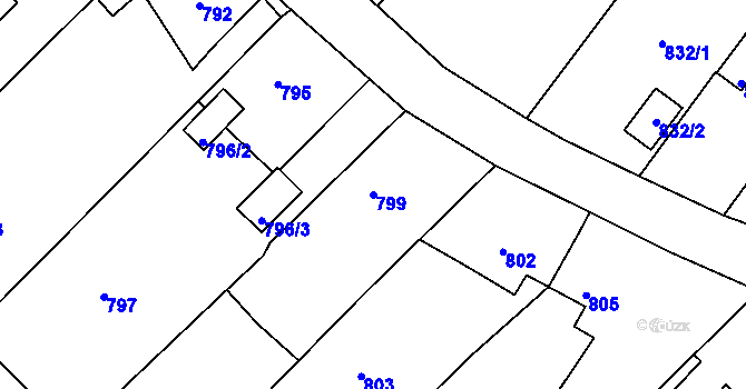 Parcela st. 799 v KÚ Krásné Loučky, Katastrální mapa