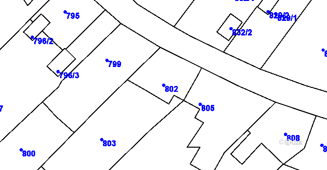 Parcela st. 802 v KÚ Krásné Loučky, Katastrální mapa