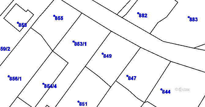 Parcela st. 849 v KÚ Krásné Loučky, Katastrální mapa