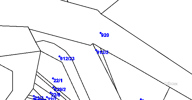 Parcela st. 912/2 v KÚ Krásné Loučky, Katastrální mapa