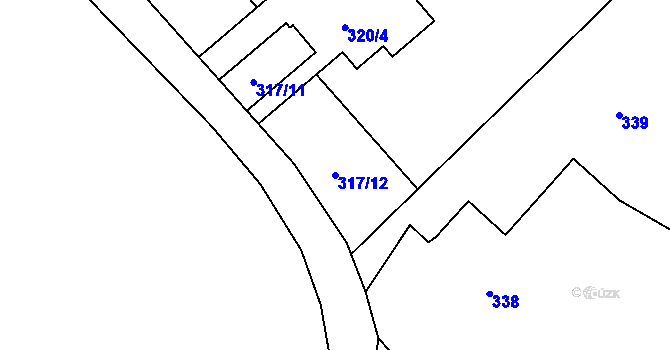 Parcela st. 317/12 v KÚ Krásné Loučky, Katastrální mapa