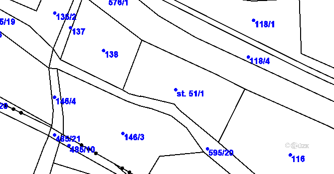 Parcela st. 51/1 v KÚ Krnsko, Katastrální mapa