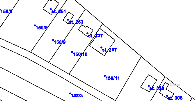Parcela st. 267 v KÚ Krnsko, Katastrální mapa