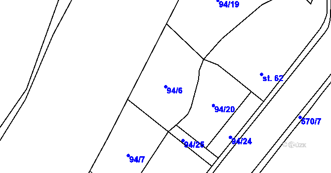 Parcela st. 94/6 v KÚ Krnsko, Katastrální mapa