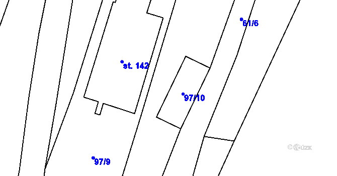 Parcela st. 97/10 v KÚ Krnsko, Katastrální mapa