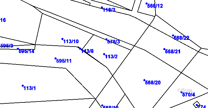 Parcela st. 113/2 v KÚ Krnsko, Katastrální mapa
