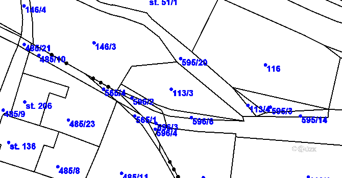 Parcela st. 113/3 v KÚ Krnsko, Katastrální mapa