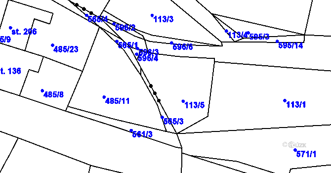 Parcela st. 113/5 v KÚ Krnsko, Katastrální mapa