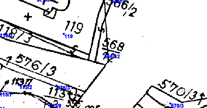 Parcela st. 568/12 v KÚ Krnsko, Katastrální mapa