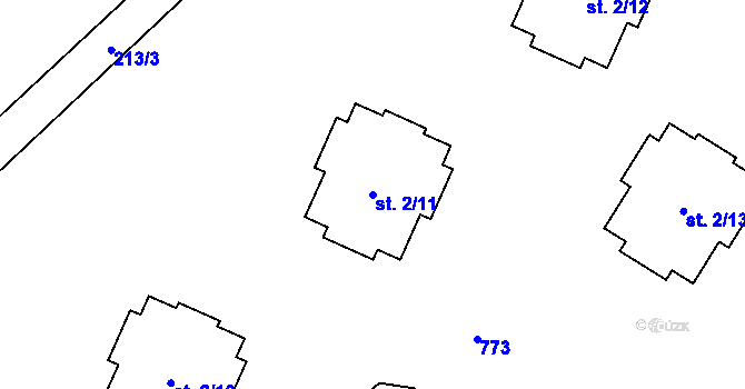 Parcela st. 2/11 v KÚ Krnsko, Katastrální mapa