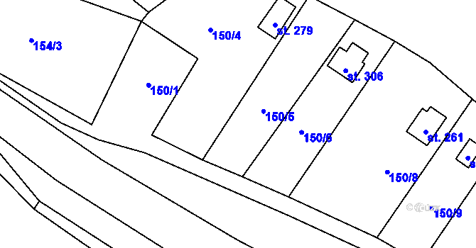 Parcela st. 150/5 v KÚ Krnsko, Katastrální mapa