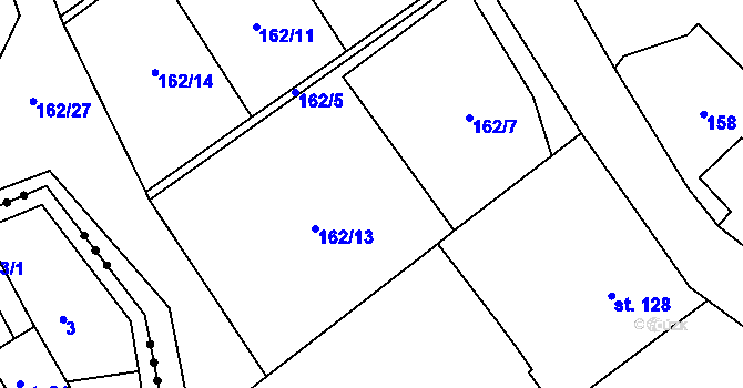 Parcela st. 162/12 v KÚ Krnsko, Katastrální mapa