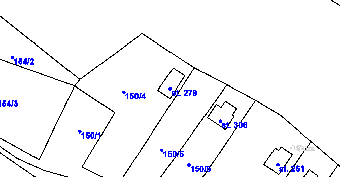 Parcela st. 279 v KÚ Krnsko, Katastrální mapa