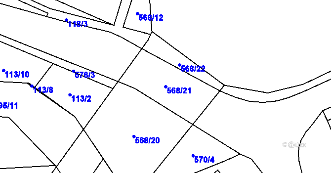 Parcela st. 568/21 v KÚ Krnsko, Katastrální mapa