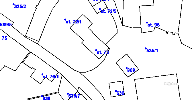 Parcela st. 73 v KÚ Řehnice, Katastrální mapa