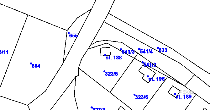 Parcela st. 188 v KÚ Řehnice, Katastrální mapa