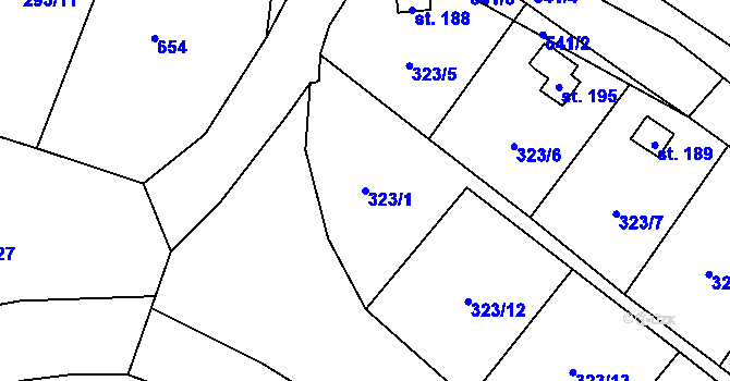 Parcela st. 323/1 v KÚ Řehnice, Katastrální mapa