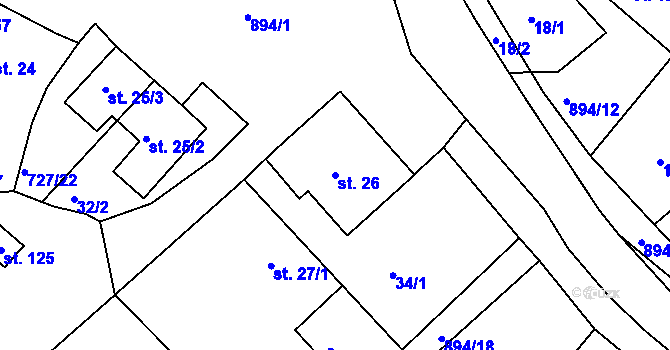 Parcela st. 26 v KÚ Krokočín, Katastrální mapa